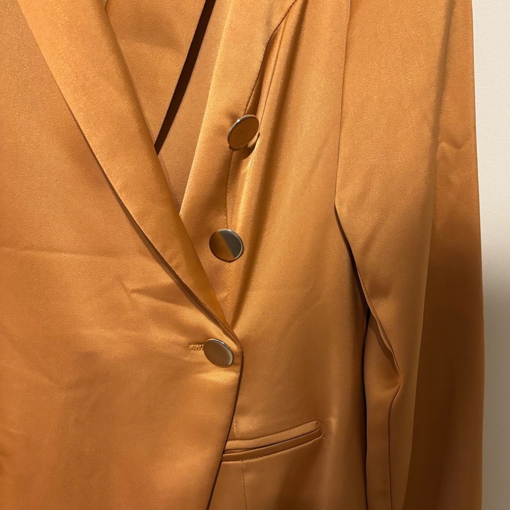 Genese London Satin-Like Rust Blazer Dress Size 12 - Picture 3 of 12